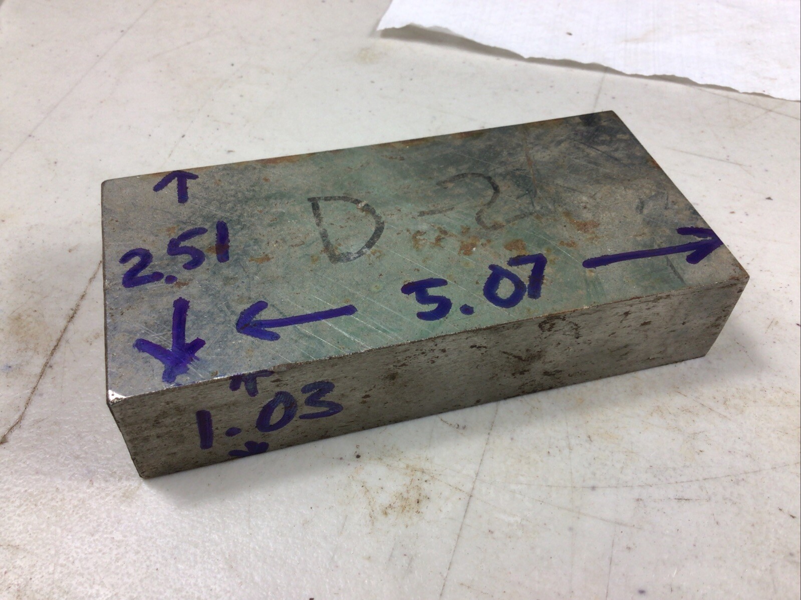 D2 Tool Steel Flat Stock, 1.03” X 2.51 X 5.07