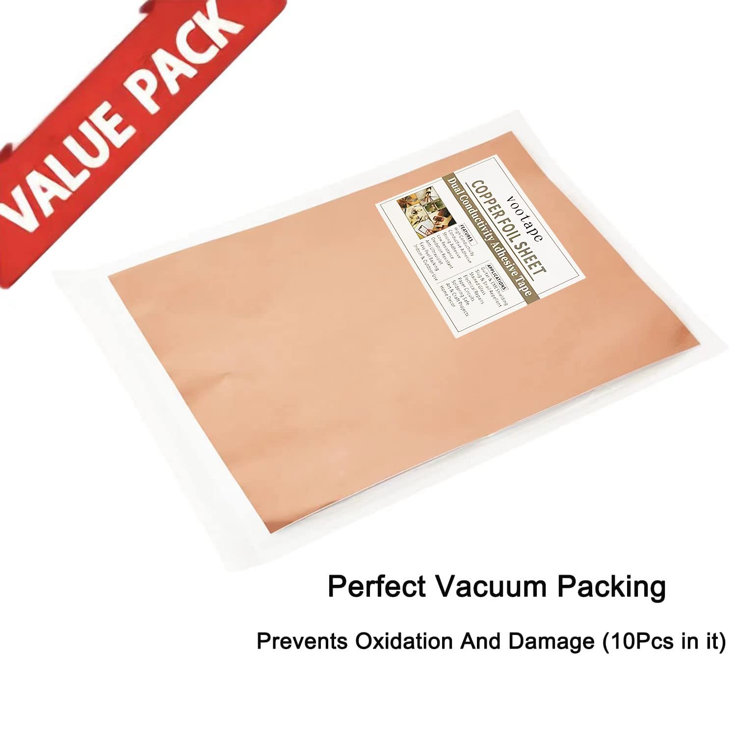 10Pcs 3.15 Mil Copper Foil Sheet [11.8inch x 7.9inch] with Double-Sided Condu…