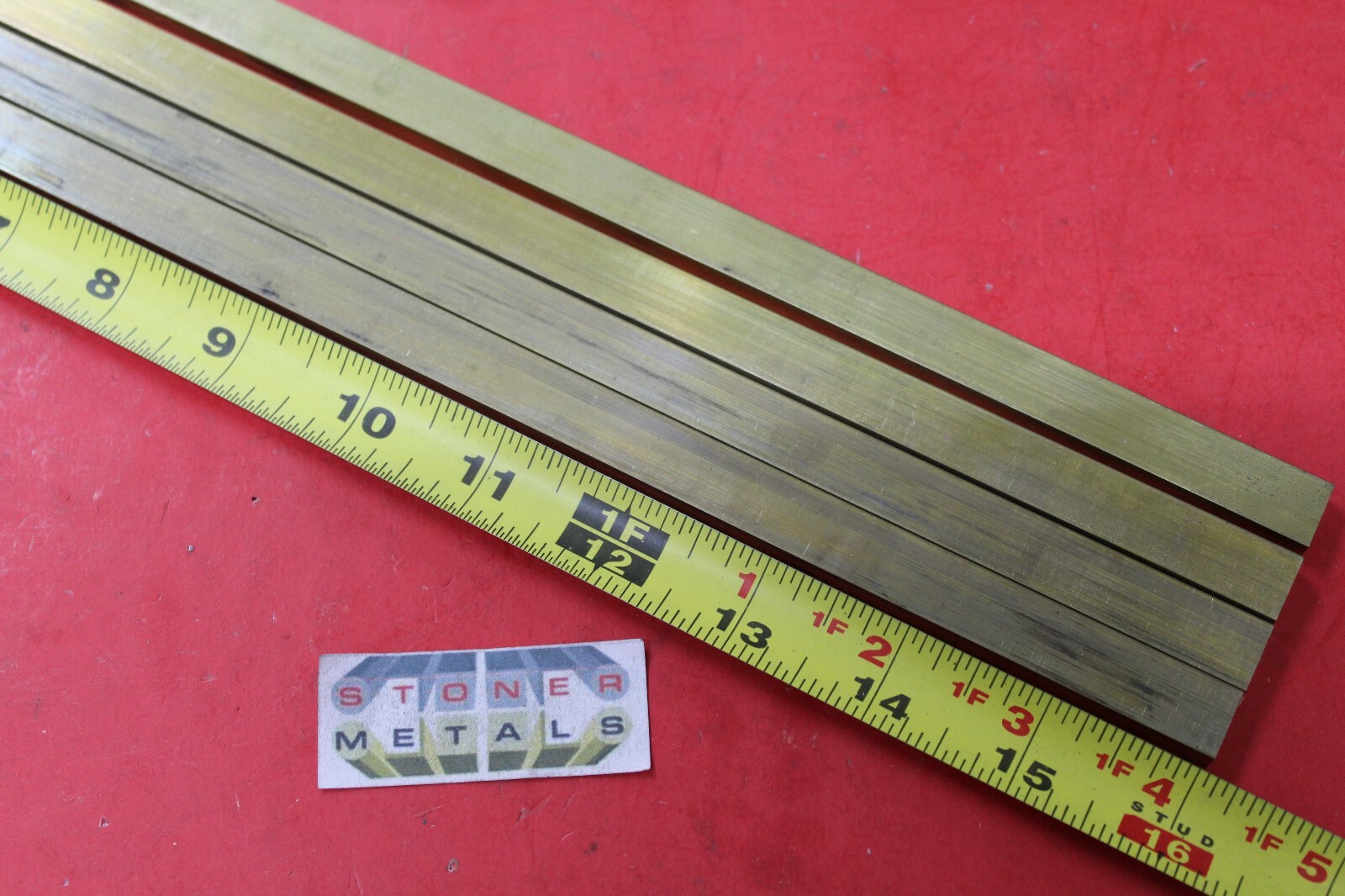 4 Pieces 1/4″ x 1/2″ C360 BRASS FLAT BAR 16″ long Solid Mill Stock H02 .25″x .5″