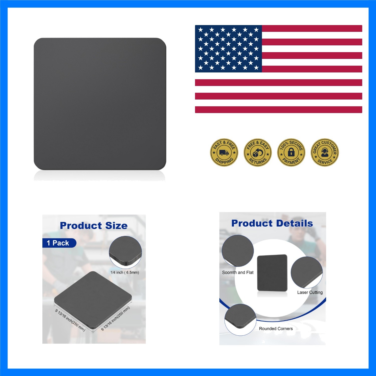 10 X 10 X 1/4 Inch A36 Steel Plate Hot Rolled, Metal Square Plate for Constru…