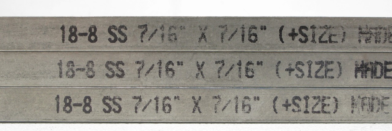 18-8 Stainless Steel Keystock, 7/16″ x 7/16″ x 12″, 3pc Lot