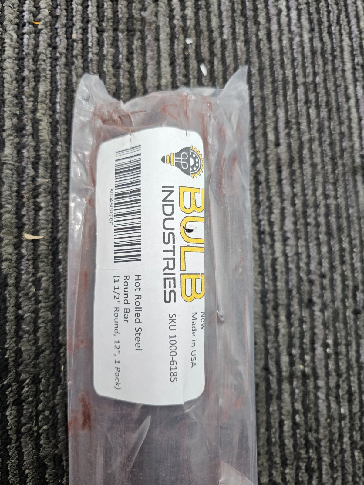 (QTY 2) BULB 1000-618S Hot Rolled Steel Round Bar 1-1/2″ X 12″