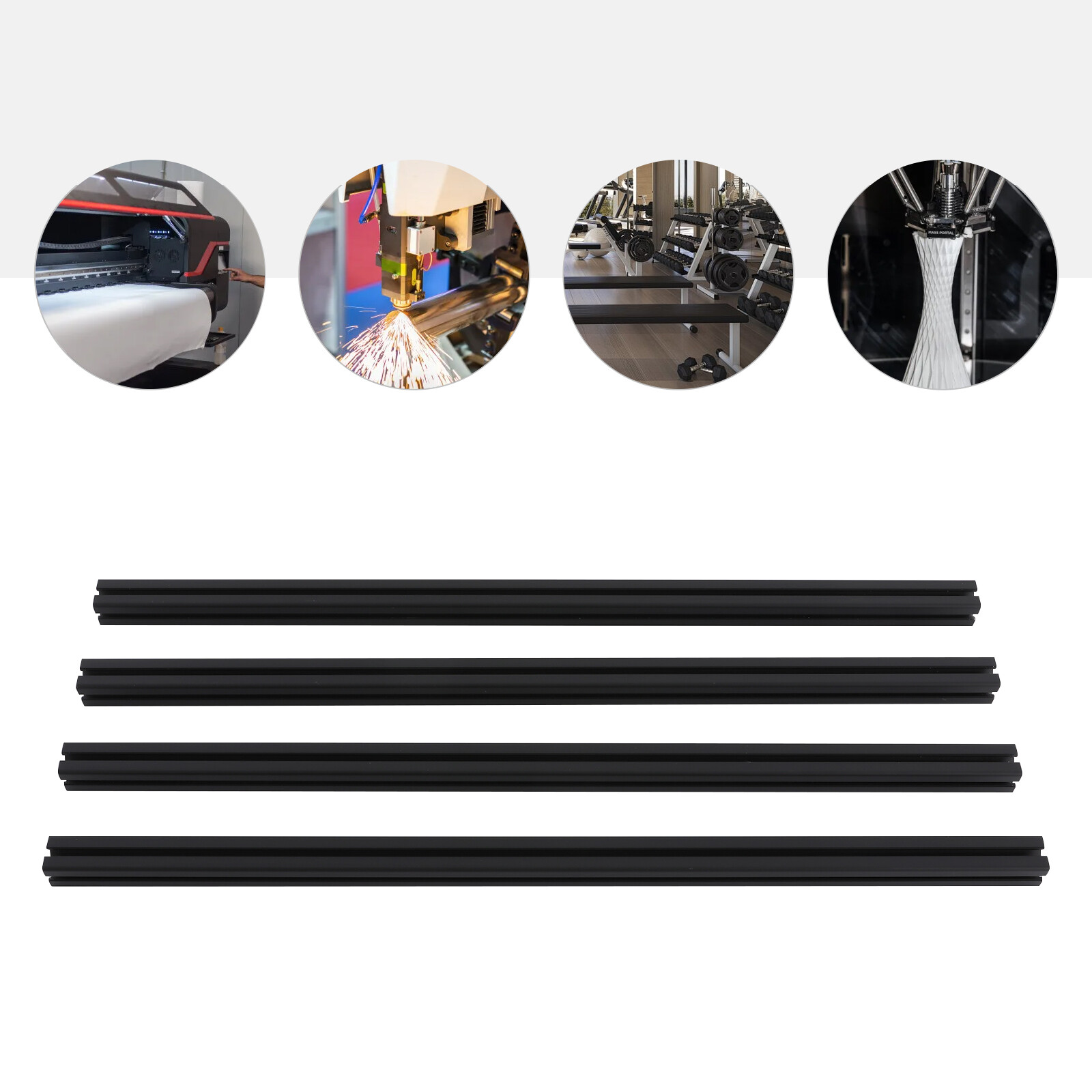 Aluminum T-slot 4040 extruded profile 40x40mm Length 1000mm, 4 pieces set