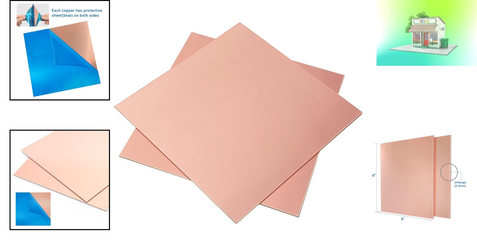 High-Quality 2-Piece Copper Sheet Set – 6″ x 6″, 24 Gauge for Models and Repairs