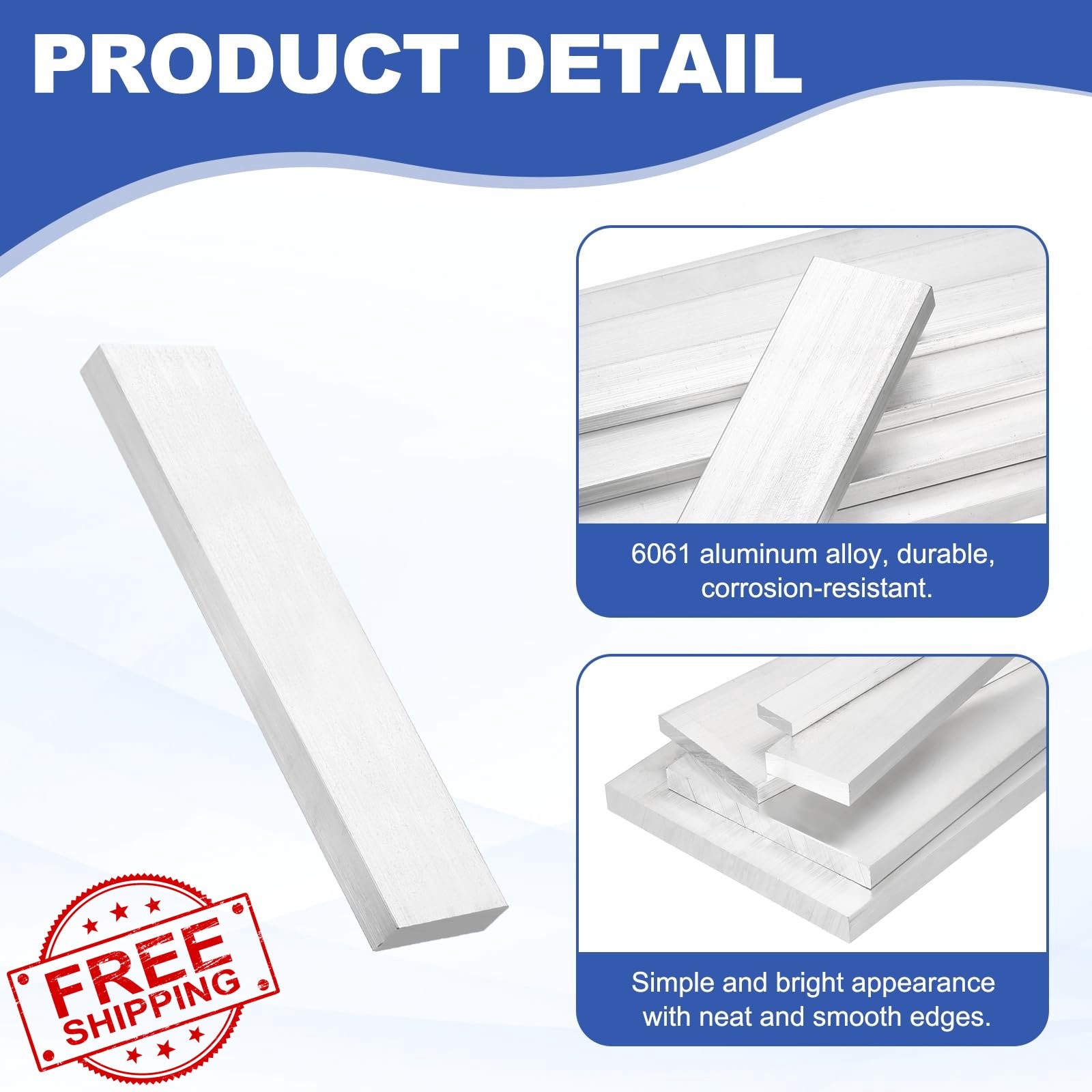 uxcell 1pc 0.39×1.2×6″ Aluminum Flat Bar 6061 T6511