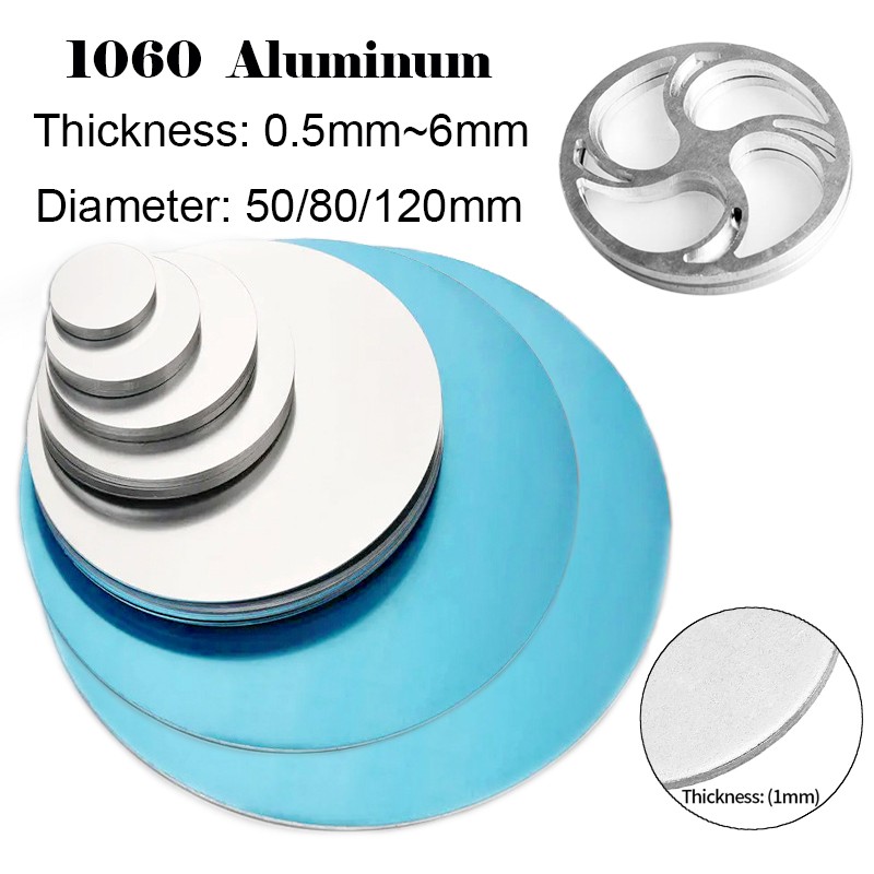 1pc 1060 Aluminum Disc Diameter 50-120mm Thickness 0.5-6mm