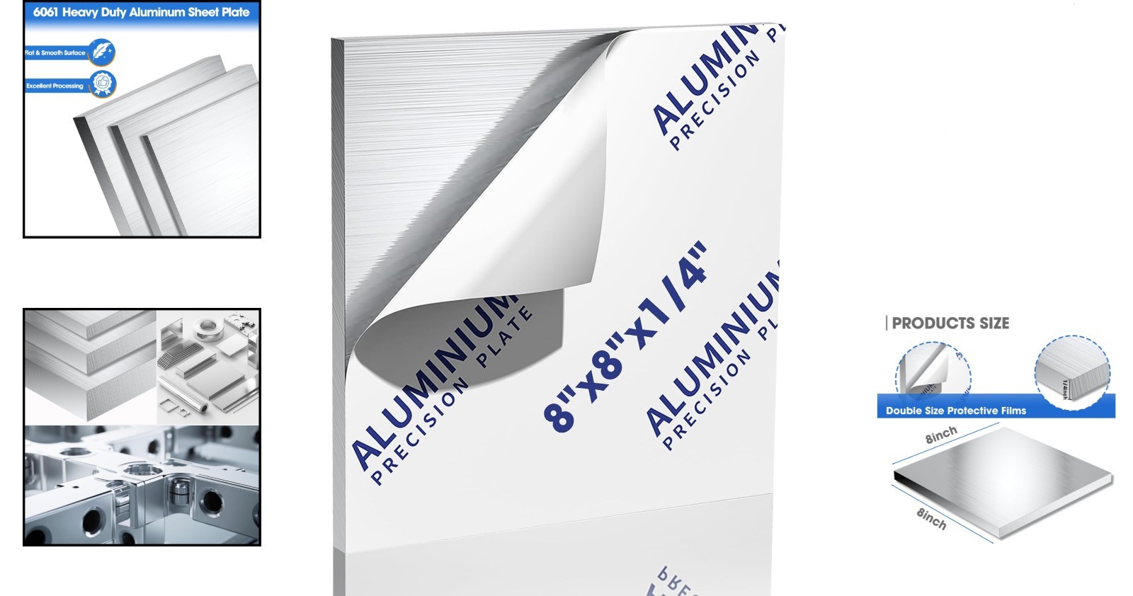 1/4 Inch Thick Aluminum Sheet 8×8 – Durable 6061 Metal Plate with Protection