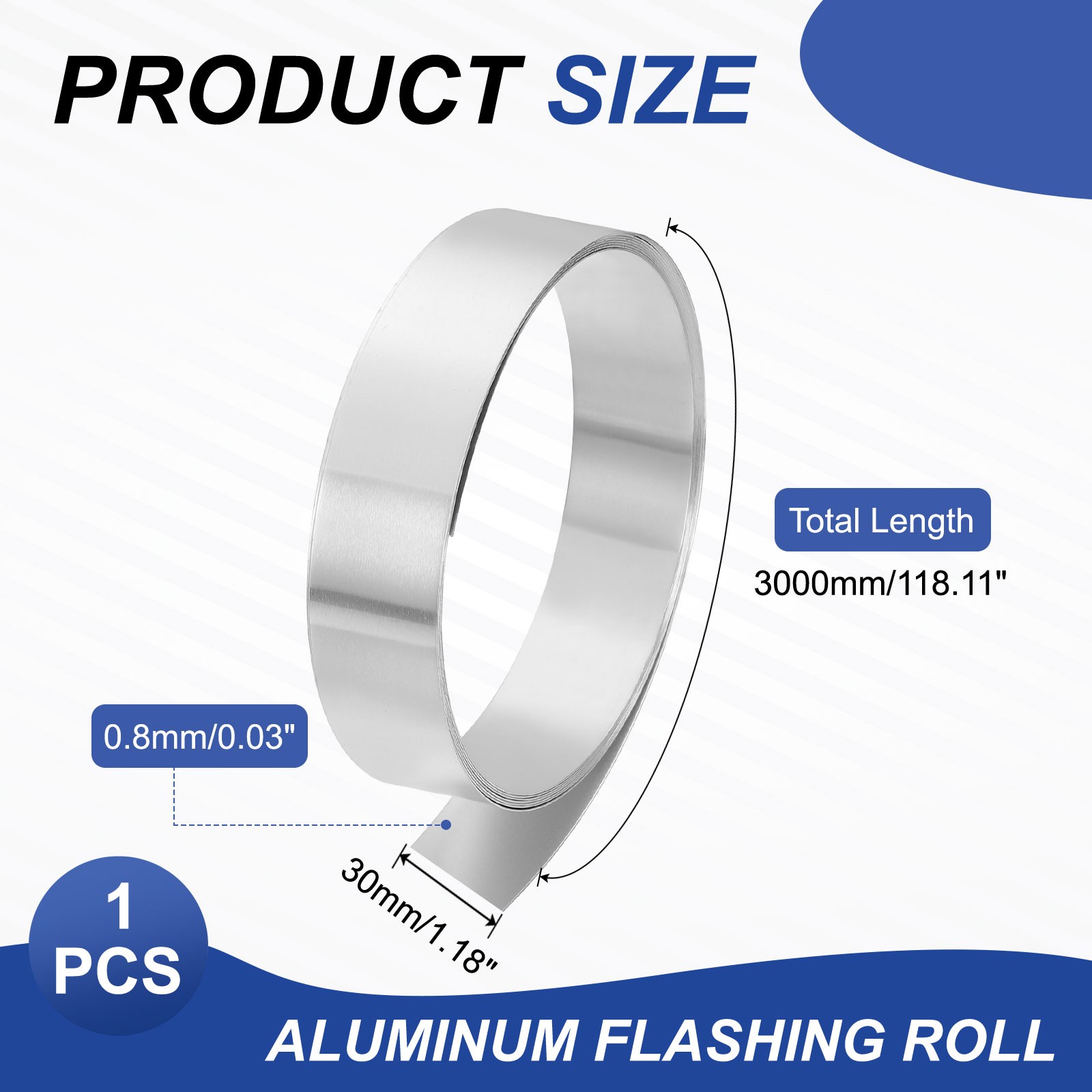 Aluminum Flashing Roll 3000mm x 30mm x 0.8mm 1060 Aluminum Metal Roll