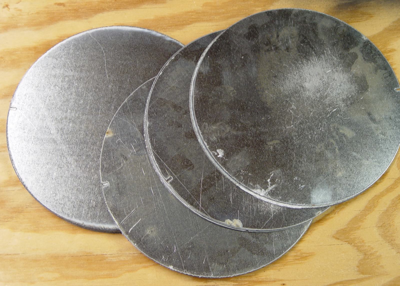 5-pc round galvanized sheet metal disks – 9″ diameter – crafts – hobbies – discs