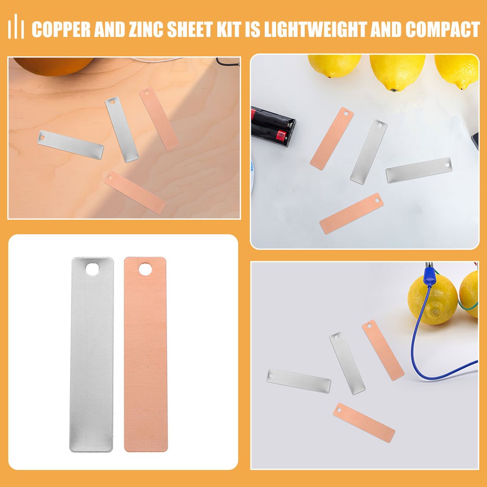 8 pairs Copper Zinc Anode Sheet Electrode Strip Fruit Battery Experiment