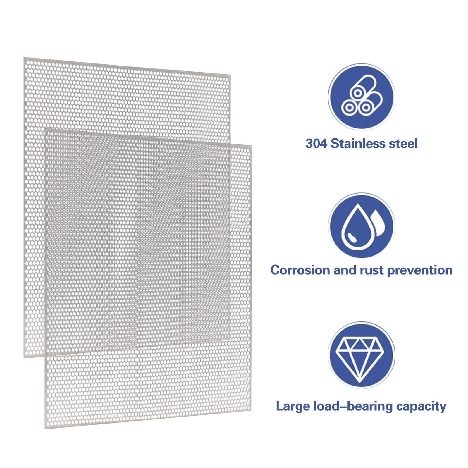 2 PCS Perforated Steel Sheet, 12 x 12 Inch Metal Mesh Screen Plate for Ventil…