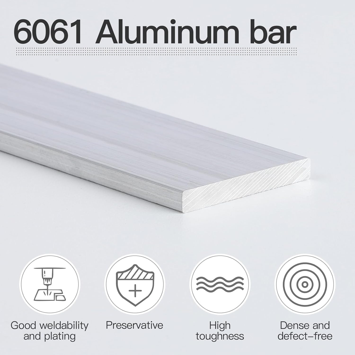 6061 Aluminum Flat Bar 3mm x 25mm 305mm 6 Pieces T6511 Weldable Machinable Mill