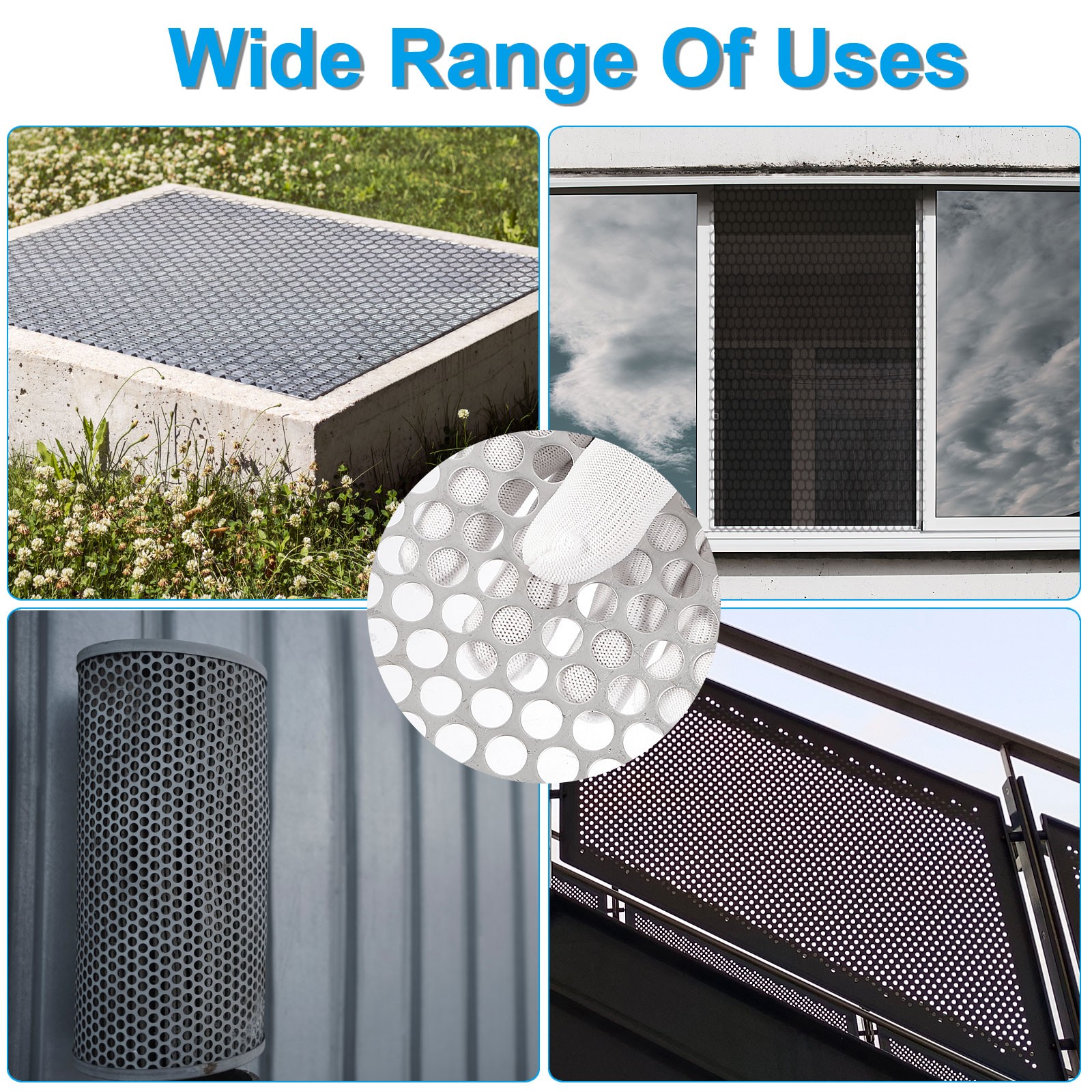 15.7″ x 7.9″ Perforated Metal Sheets, 19Ga 0.39″ Round Hole Mesh