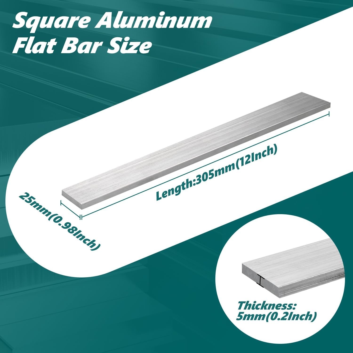 2Pcs Square Aluminum Flat Bar, 1/4″ Thickness x 1″ Width x 12″ Length 6061 Al…