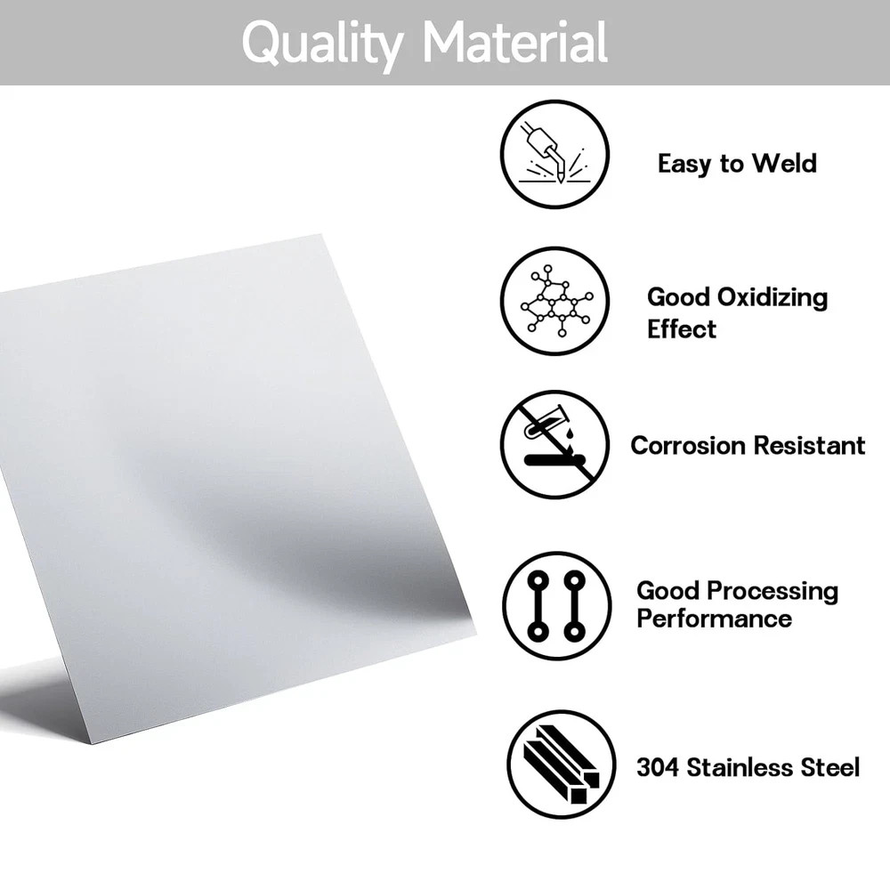 304 Stainless Steel Sheet – 12″ X 12″ X 1/8″ Thin Stainless Steel Plate 1/8 Inch