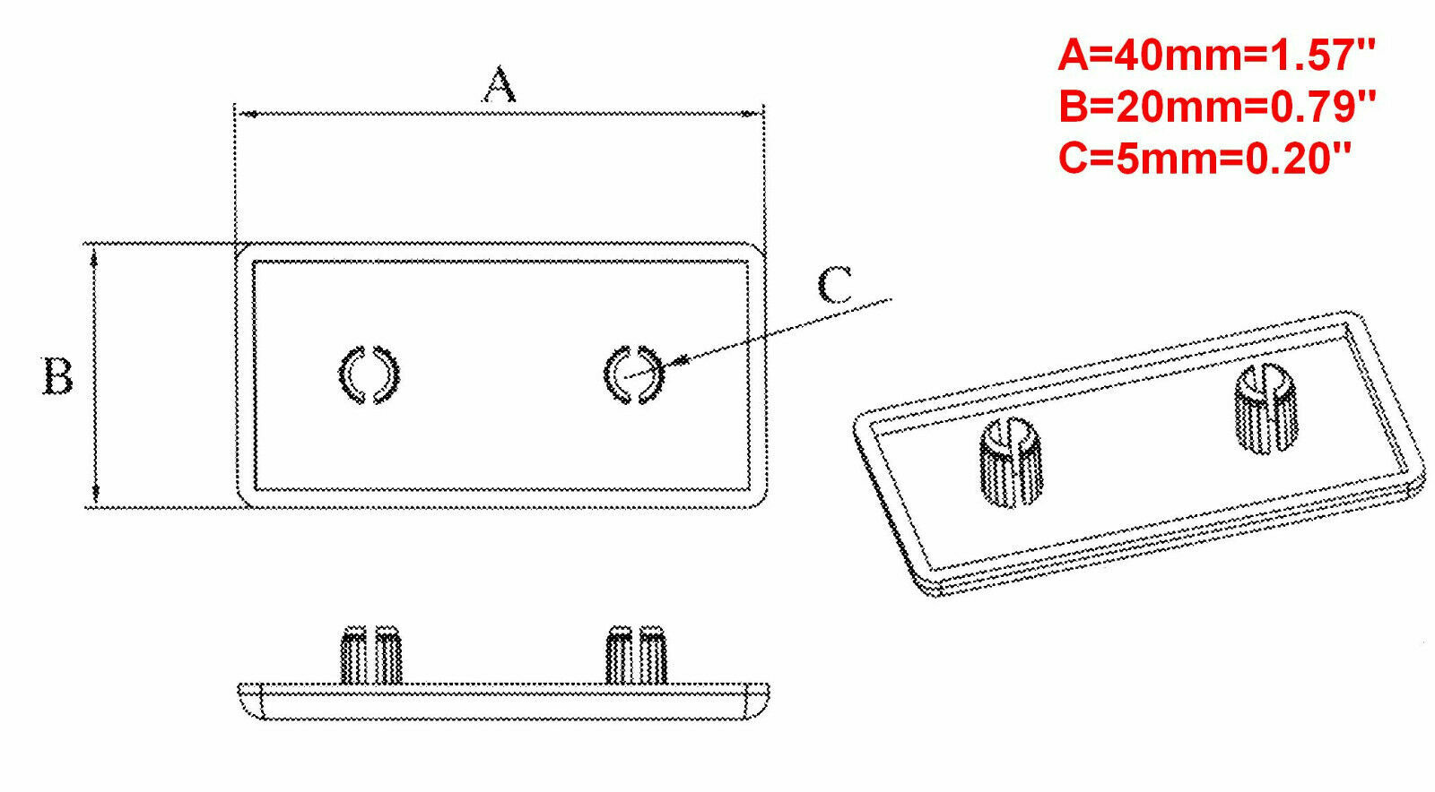 x10 END CAP 2040 BLACK PLASTIC Extruded Aluminum T-slot 20 mm X 40 mm COVER USA