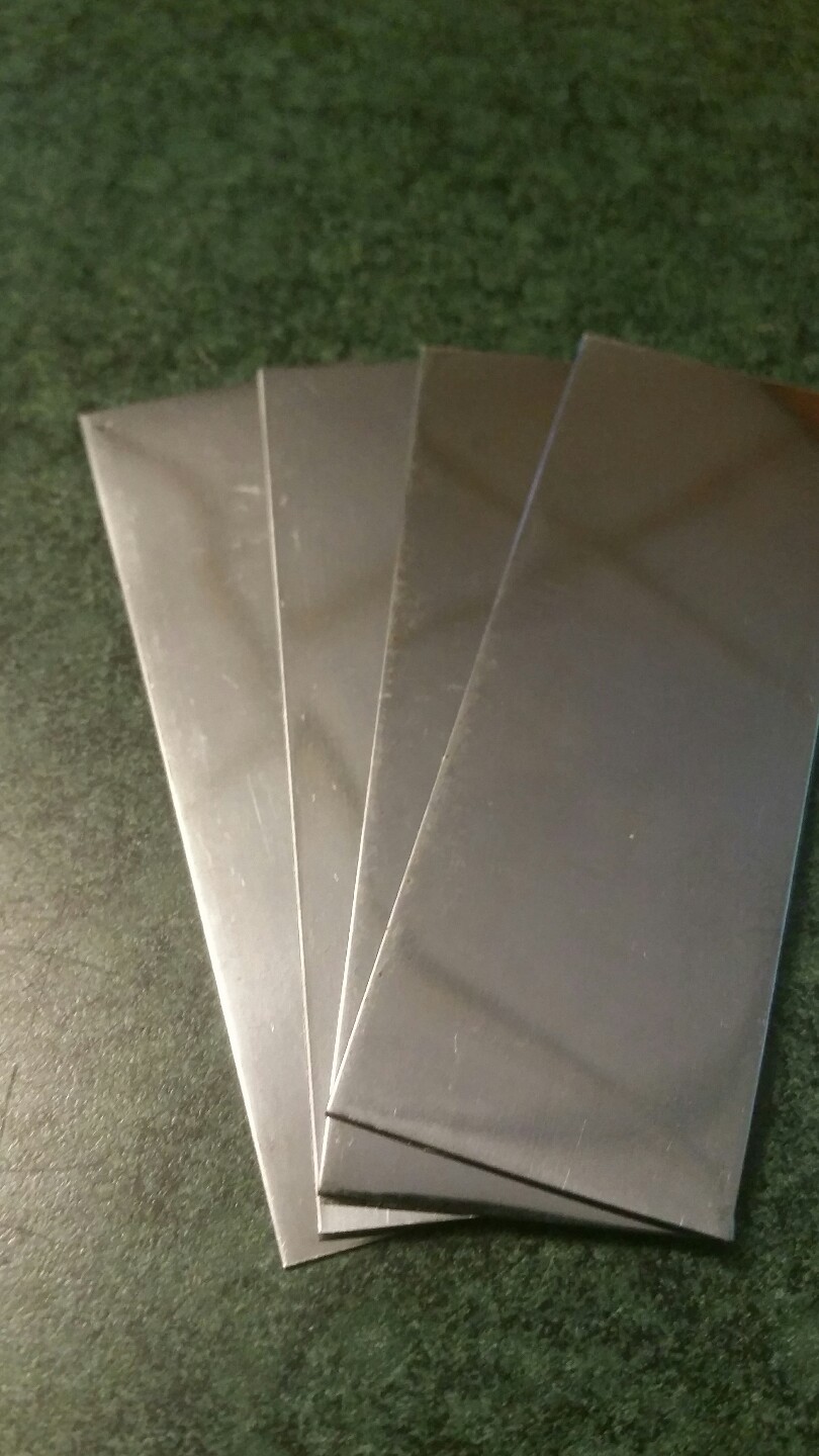 Stainless steel shim stock assortment 4 pieces 1 X 3 x 0.010 and 0.015 .010 .015