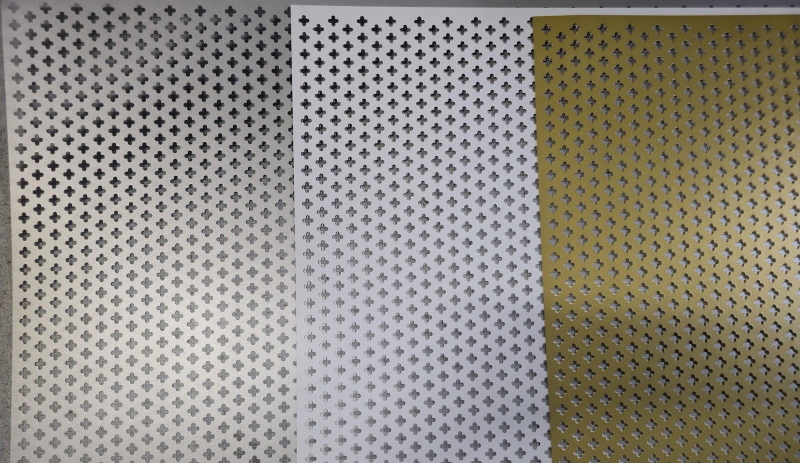 White Cloverleaf Perforated Aluminum Sheet Metal 36×48″ Decorative Panel