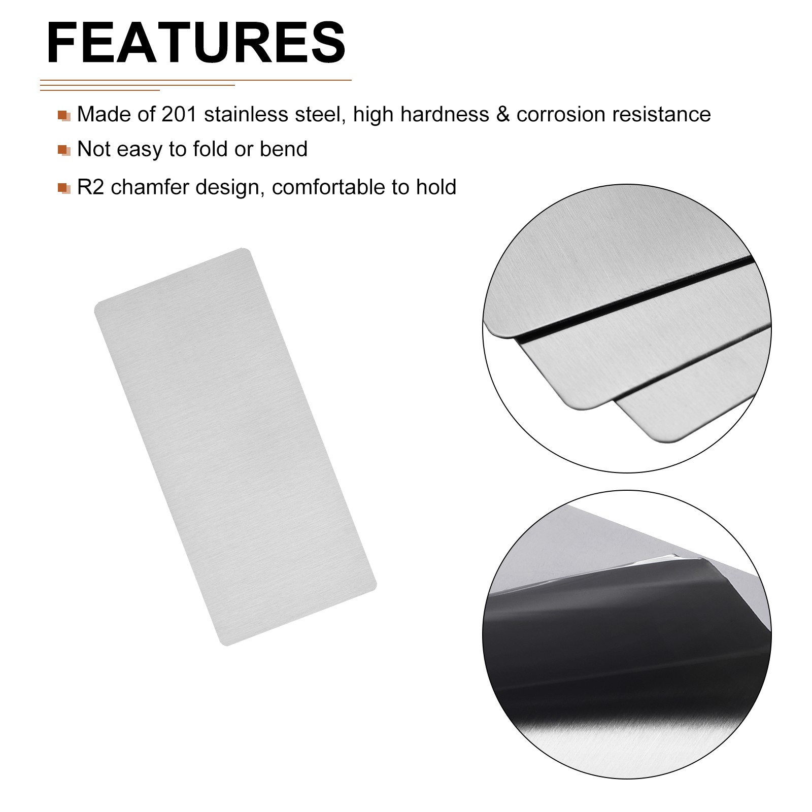 25Pack 50x22x0.4mm Blank Metal Card 201 Stainless Steel Blank Name Cards Silver