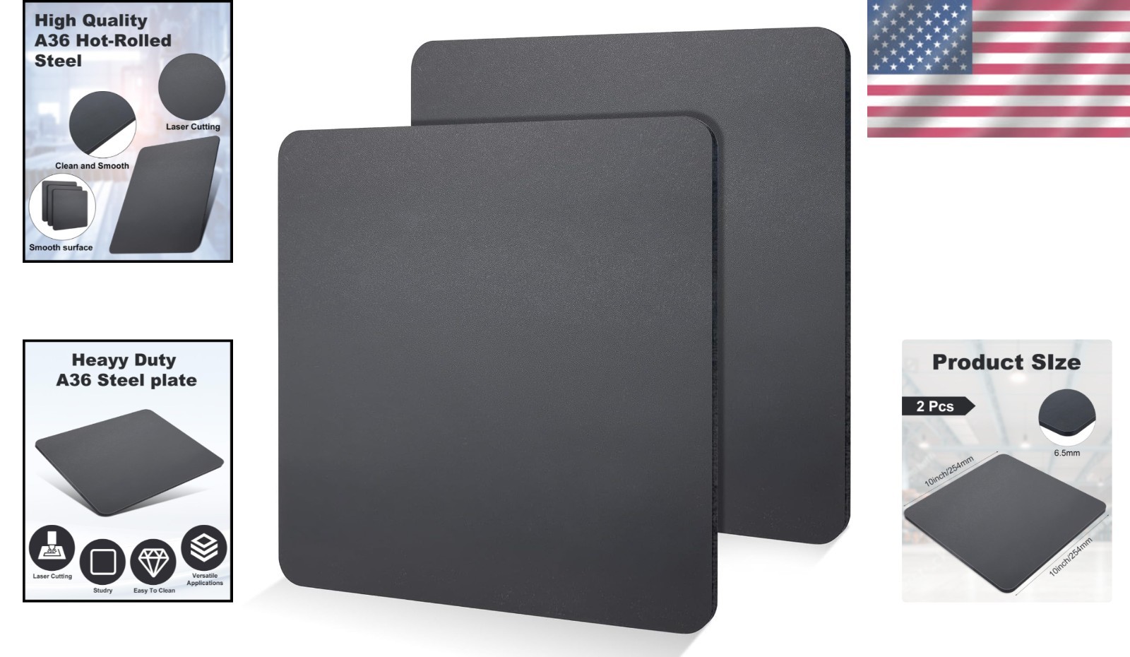 High Strength 2 Pcs 10×10 Steel Plates – 1/4″ Thick A36 Weldable Fabrication