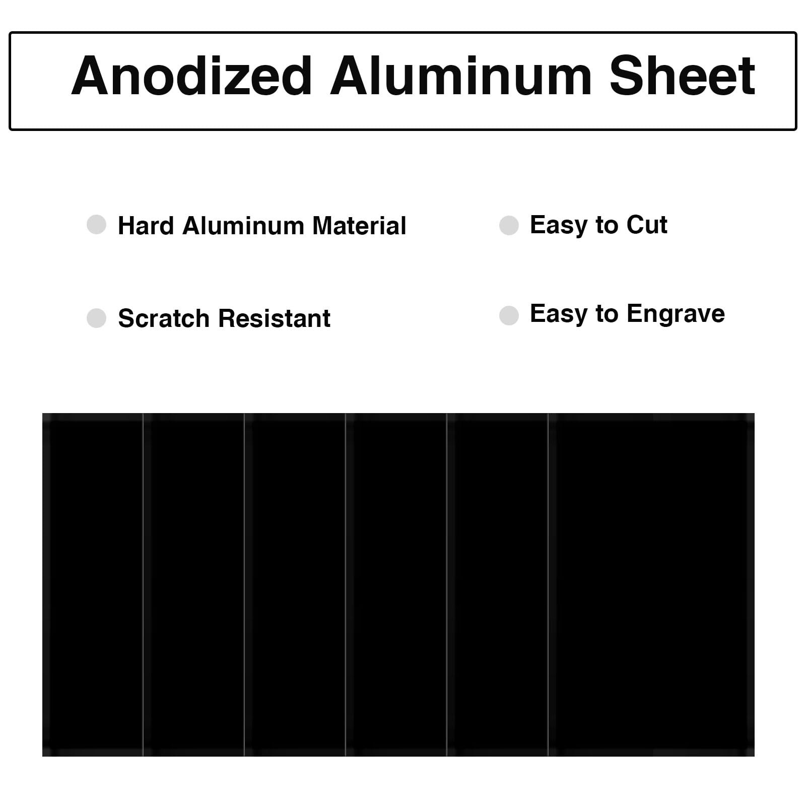 6 PCS Black Anodized Aluminum Sheet 6x10x1/32 Inch 0.8mm Laser Engrave Plate