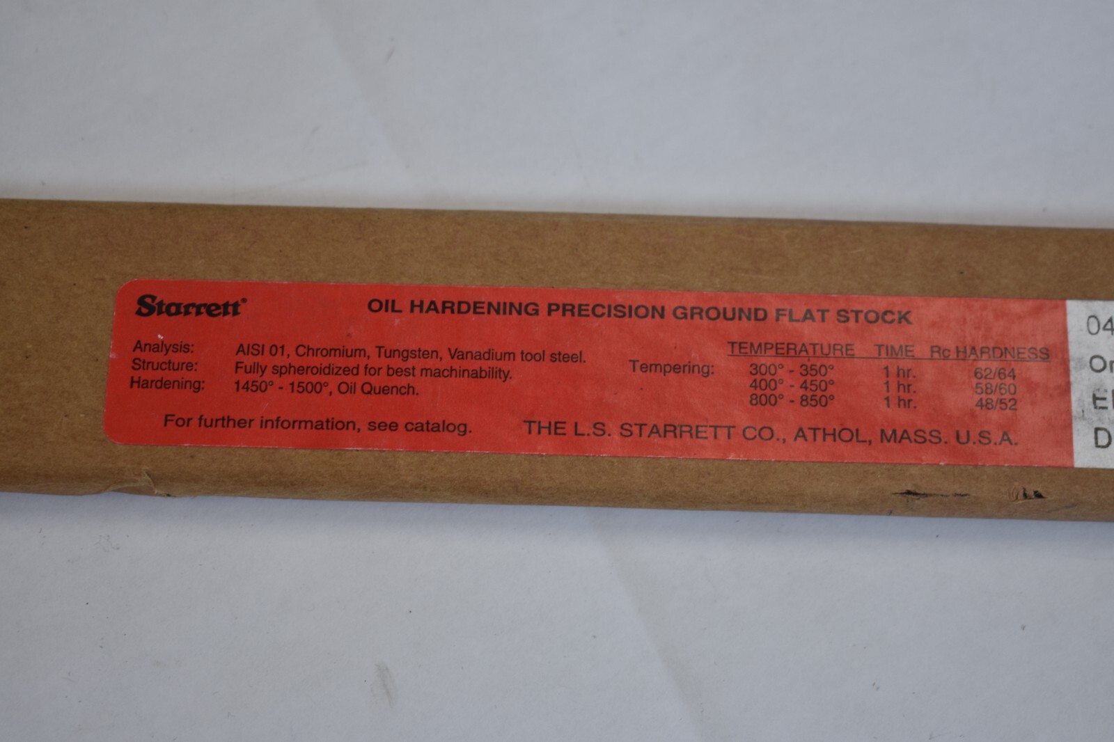 Starrett 54396 5/16″ x 1-1/2″ 36″ Length Oil Hardening Ground Flat Stock