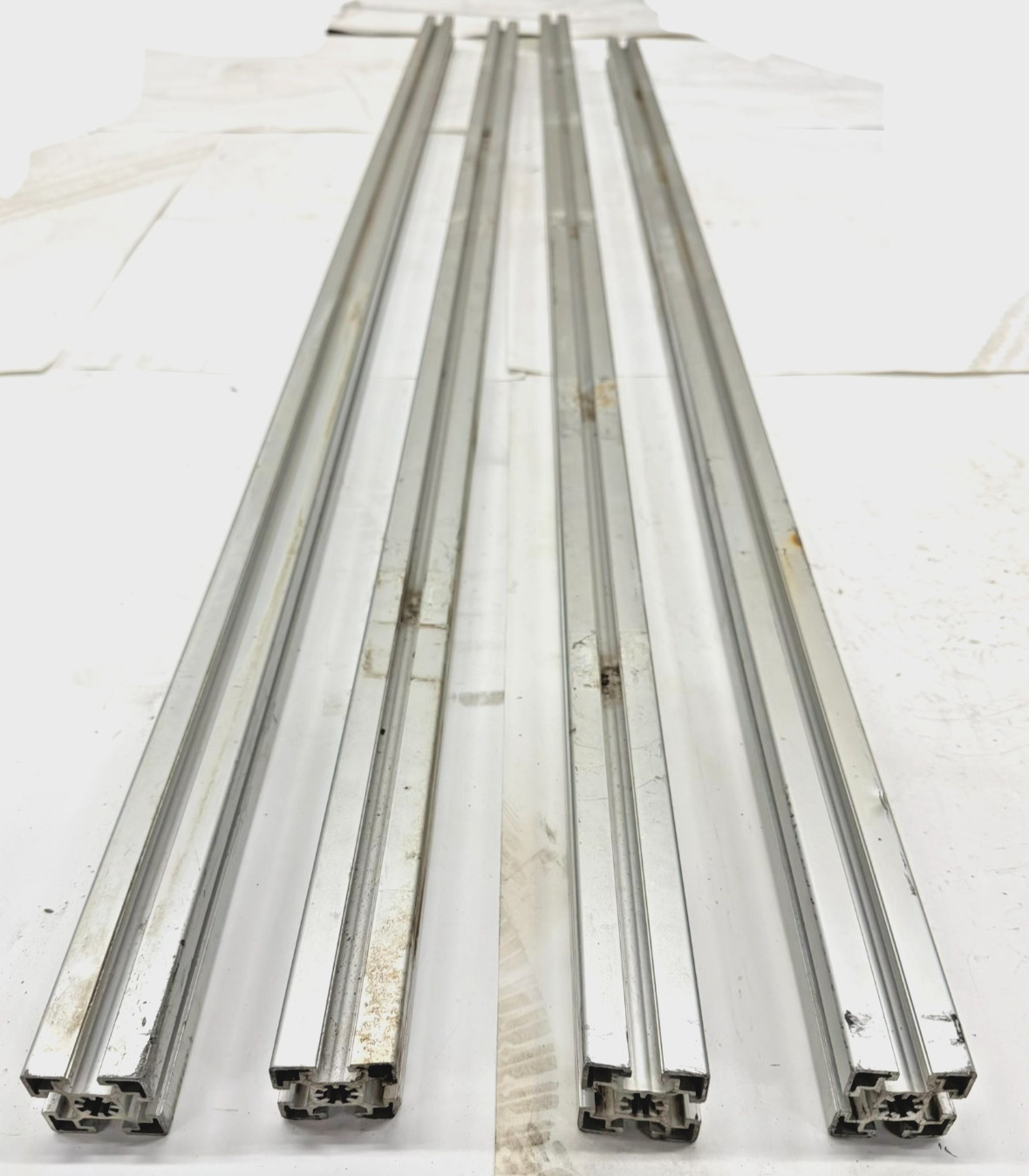 80/20 45MM ASST LENGTHS, 45-4545, (LOT OF 4), 63-1/8″ TO 68-1/4″, 4-OPEN SLOTS