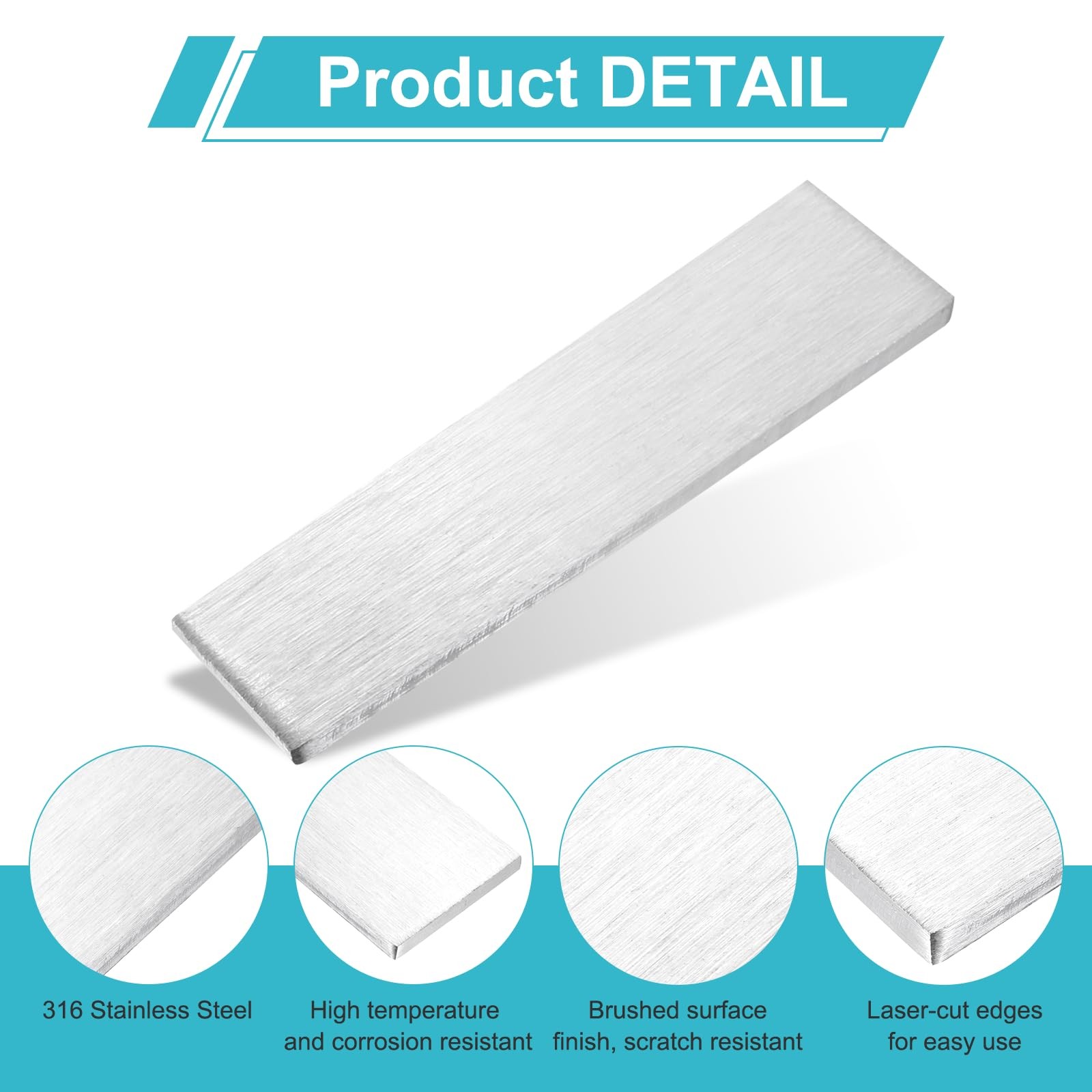 2 Set 316 Stainless Steel Flat Bar, 3/16″(4mm) T x 1″(25mm) W x 3-15/16″(100m…