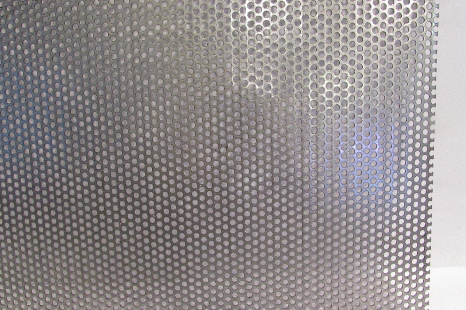 1/8″ HOLES ON 3/16″ CENTERS–20 GAUGE STAINLESS PERFORATED– 11″ x 12″