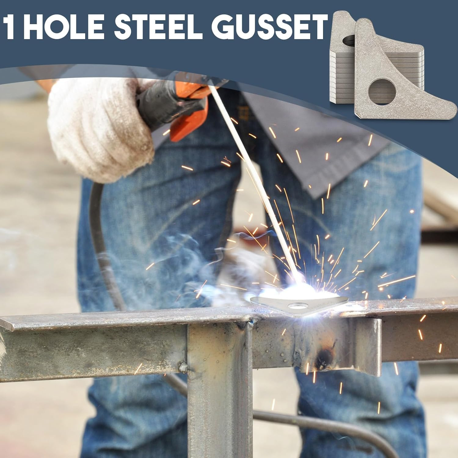 20 Pcs 1 Hole Steel Gusset 1 7/8″ X 1 7/8″ Tall – 1/8″ Thick Weld on Triangle…