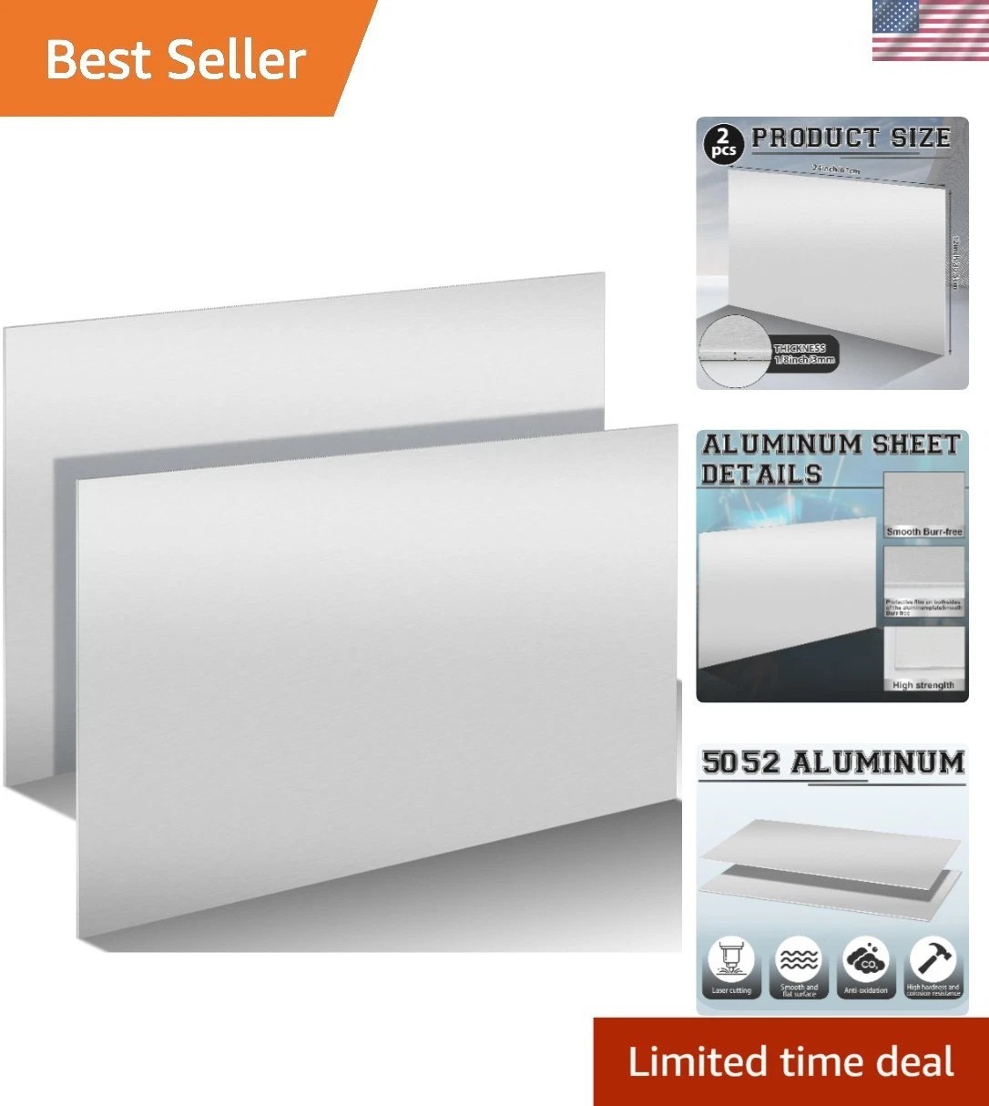 5052 Aluminum Sheet Metal 12×24 1/8 Inch 2 Pack}