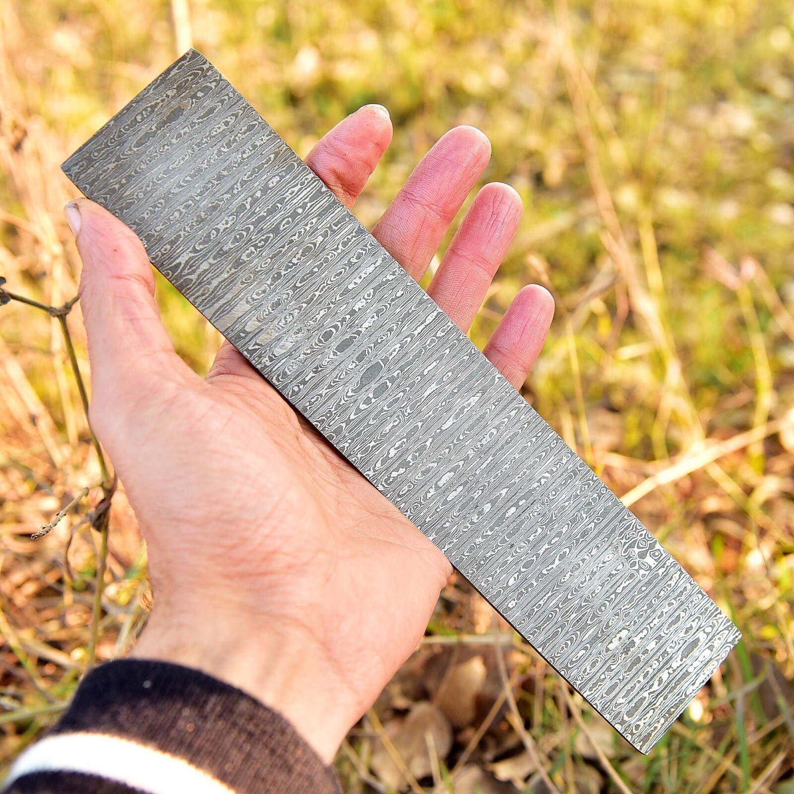 7 MM Hand Forged DAMASCUS STEEL PLATE 10”x 2”Flat Bar Billet Bar Ladder Pattern