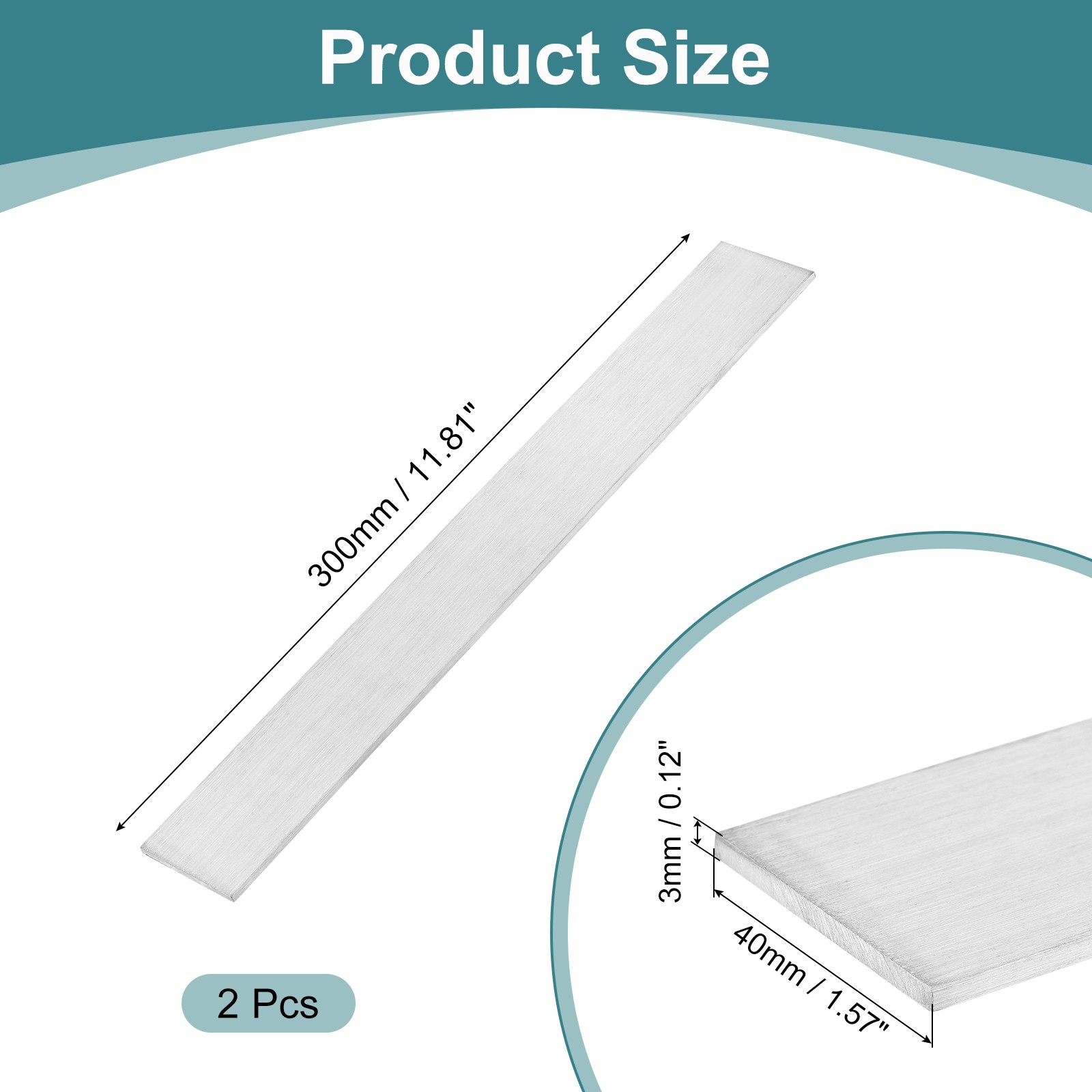 2Pcs 316L Stainless Steel Flat Bar, 1/8″ Thickness 1-9/16″ Width 12″ Length