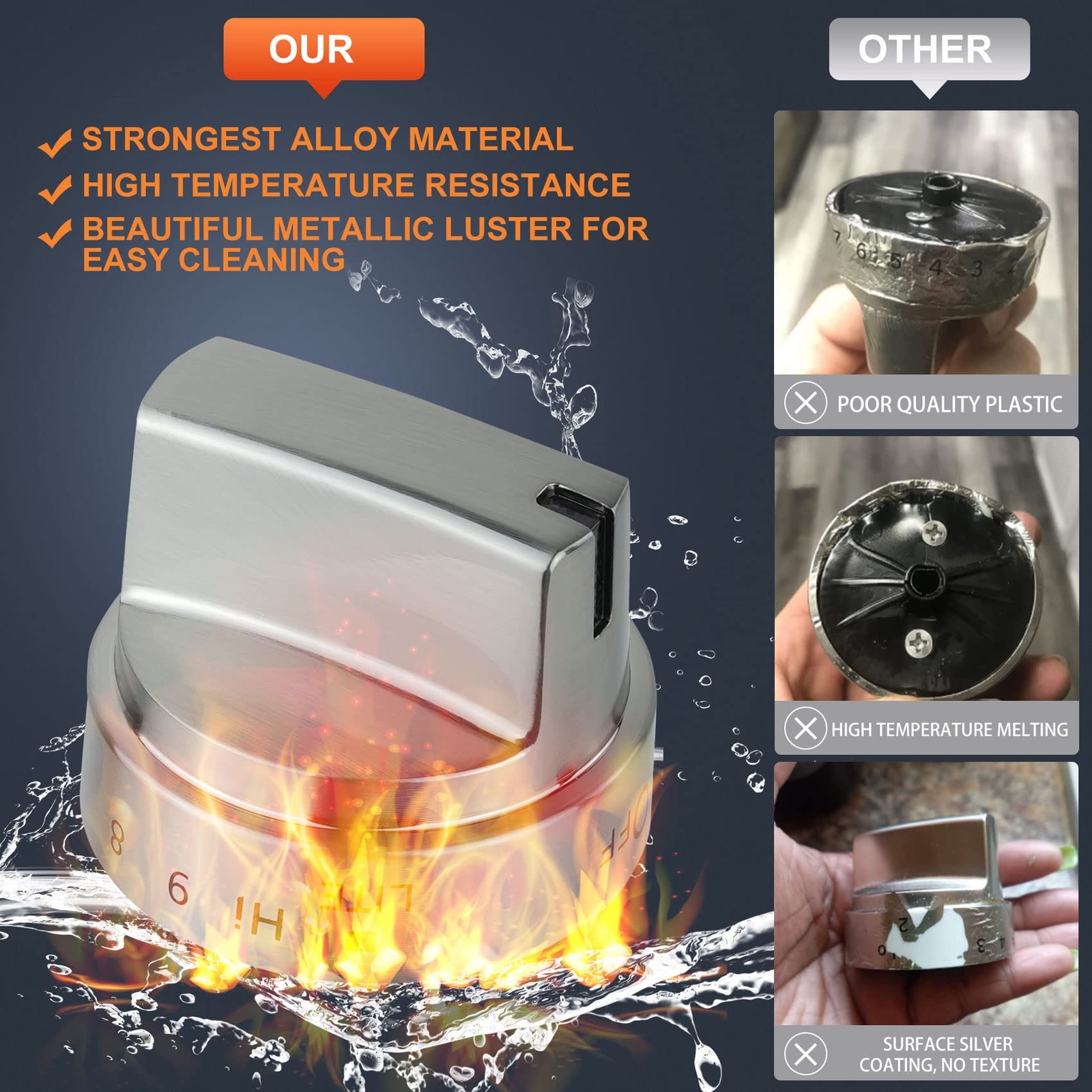 5 Pack Stainless Steel WB03x24818 Gas 2.2 x x 1.9 inches,
