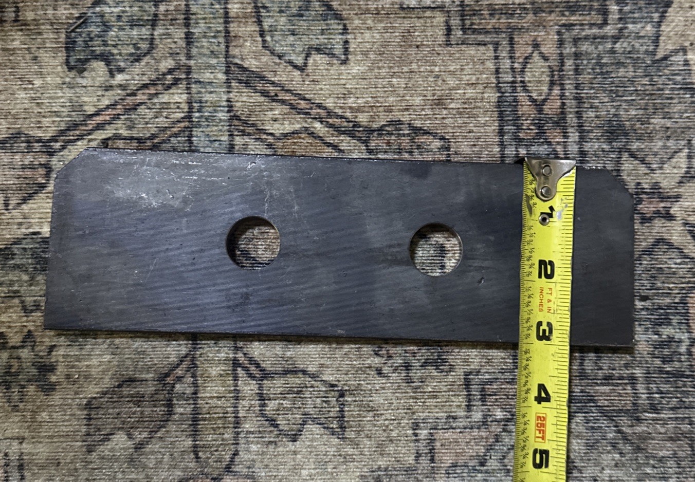 Steel Flat Bracket/ Bar/ Plate 3”x 9-1/2” Hot Rolled 3/8”Thick w/2 Holes 3/4”dia