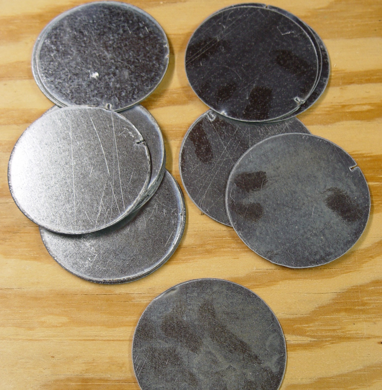 5-pc round galvanized sheet metal disks – 4″ diameter – crafts – hobbies – discs