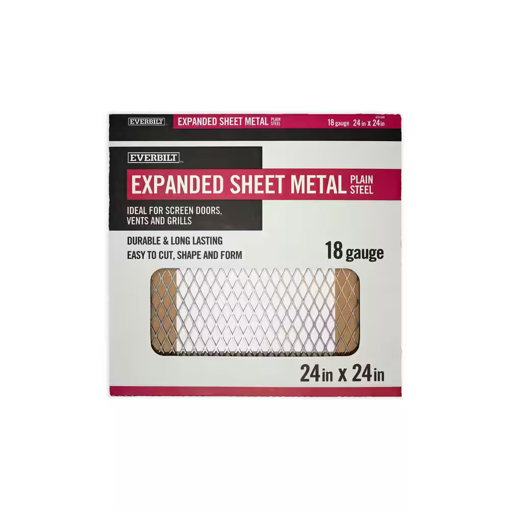 24 In. X 24 In. – 18 Gauge Plain Steel Expanded Metal – 3/4 In. O/C Spacing Free