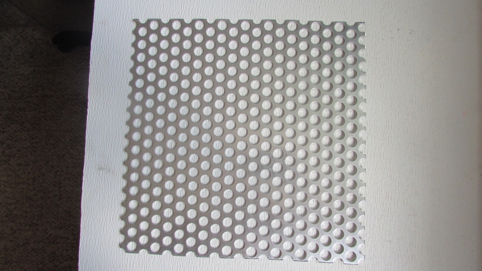 1/2″ HOLE ALUMINUM PERFORATED METAL–11-1/2″ X 11-3/4″