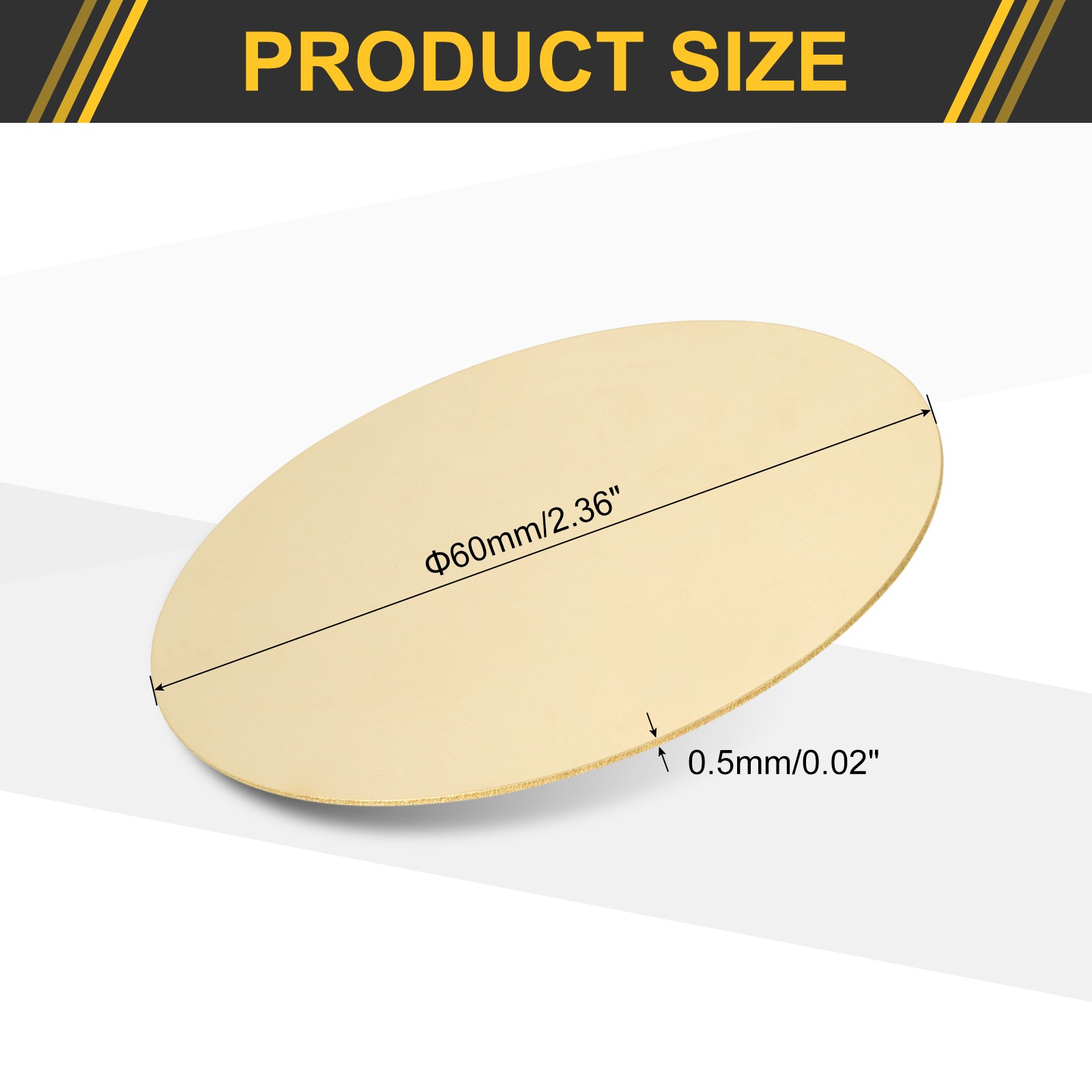 Brass Round Plate, 0.06″(1.5mm) Thick 2.4″(60mm) Dia H62 Brass Round Sheet