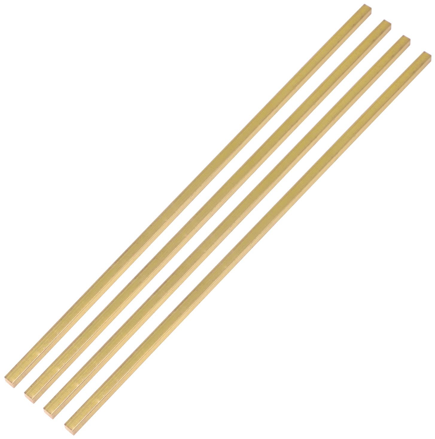 1/4×1/4×12 Inch C360 Brass Square Bar Solid 0.23 Inch Flat Mill Stock 4 PCS