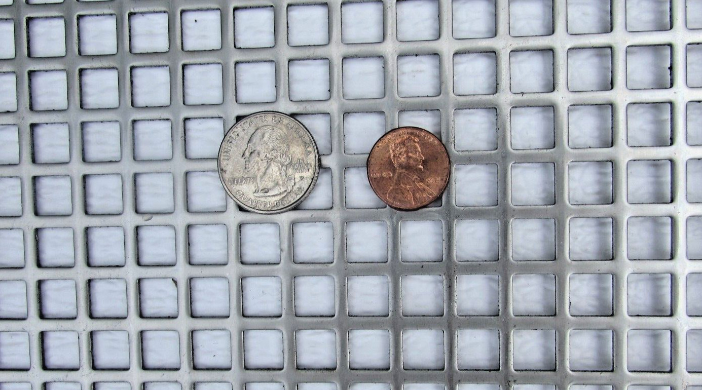 ==3/8″ SQUARE—- 16 GA. STAINLESS PERFORATED METAL —12″ x 24″==