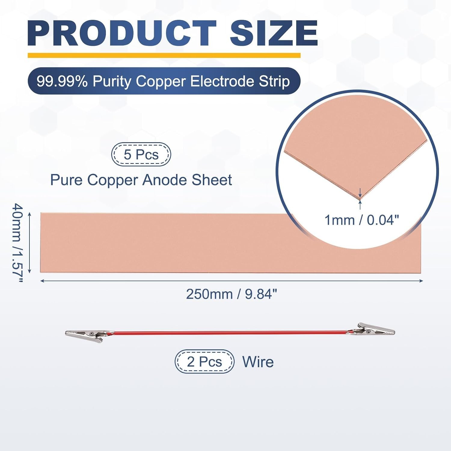 Copper Anode Sheet 5 Pack with Alligator Clips