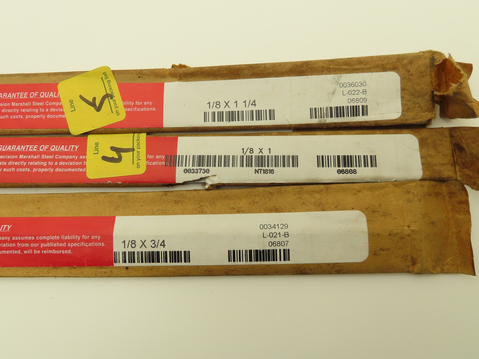4142 Alloy Steel Ground Flat Bar 1/8″thick 36″L 1″, 3/4″, 1-1/4″Width Lot of 3