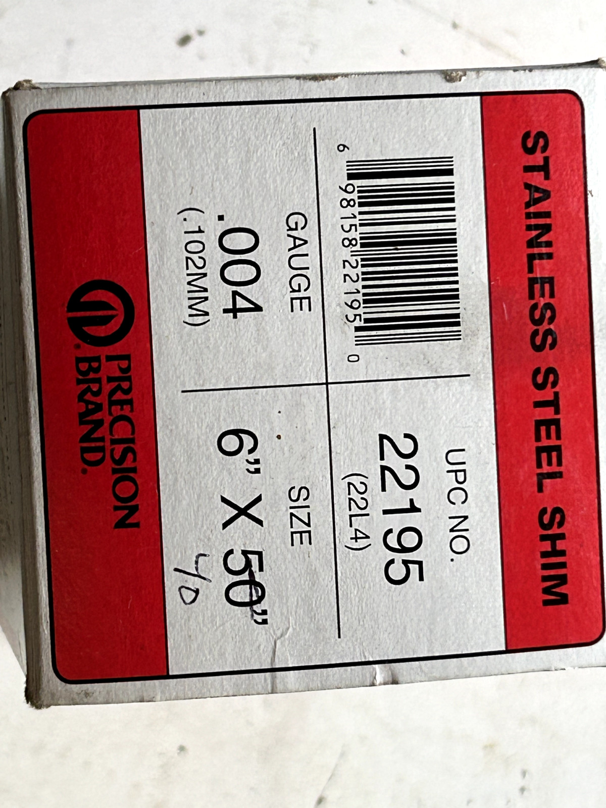 precision brand .004x6x40″ prox 10″ cut off stainless steel