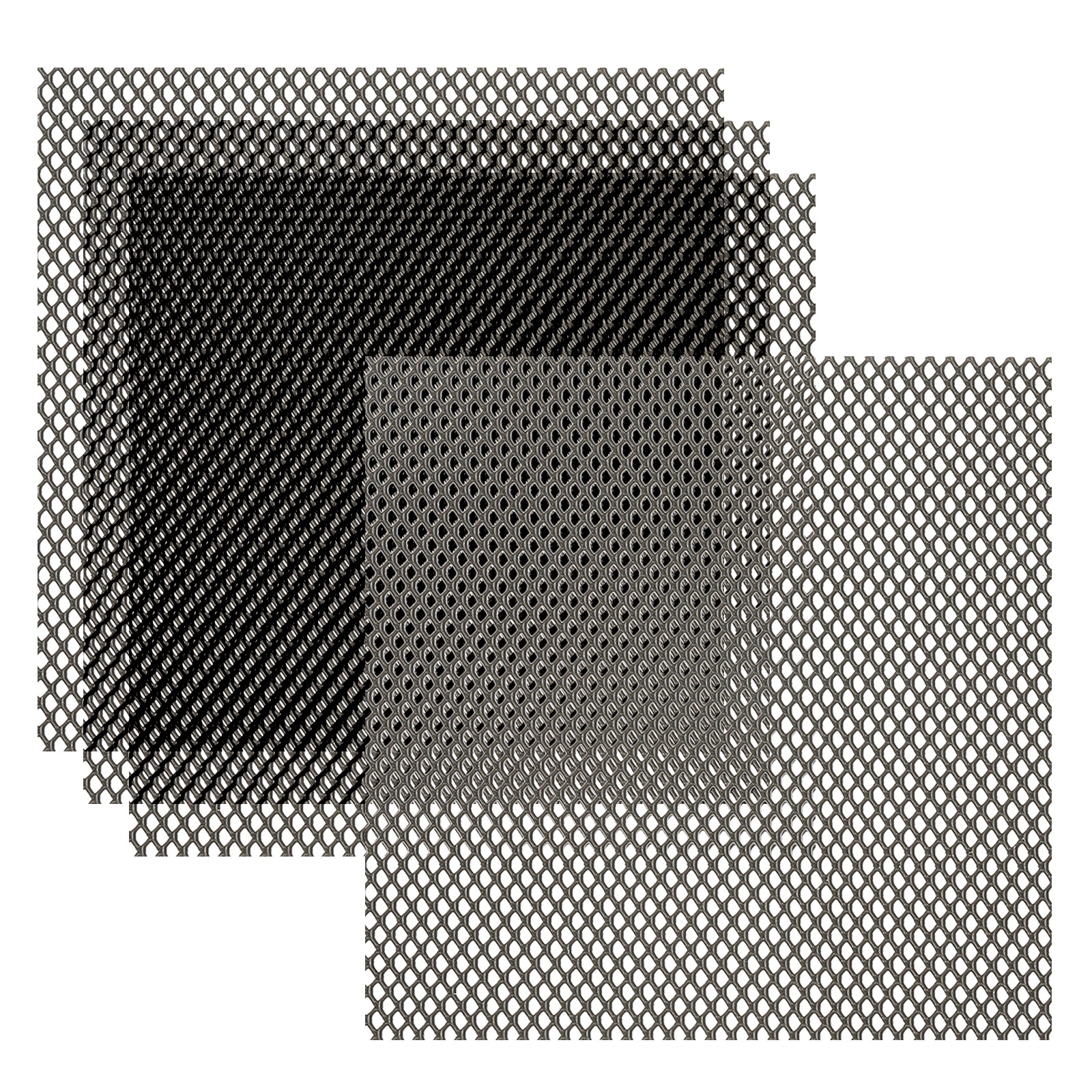 4″L x 4″W Universal Car Grill Mesh, 4Pcs 3x4mm Diamond Hole, Black