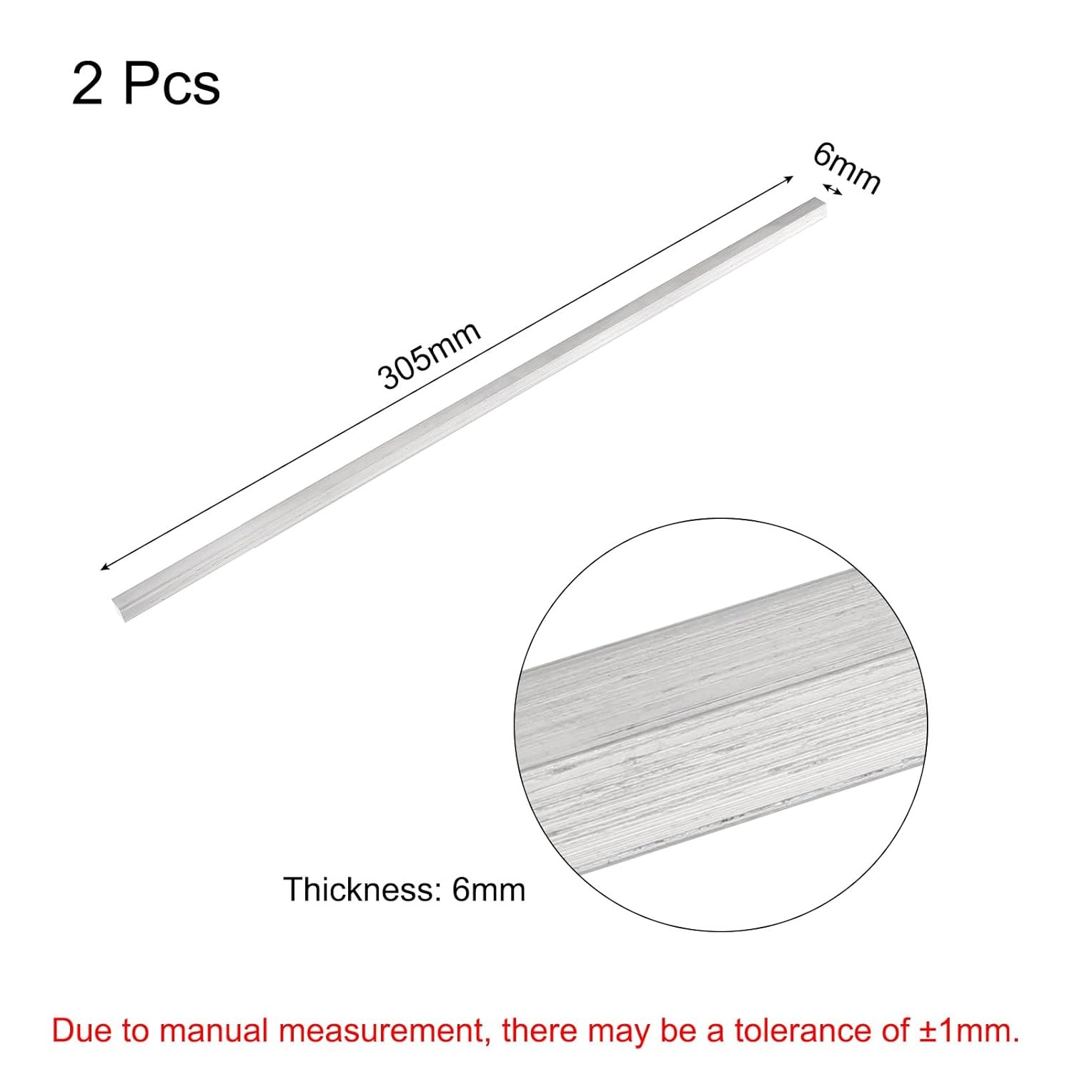MECCANIXITY 2 Pcs Square Aluminum Flat Bar, 1/4″ (6mm) Thick x 1/4″ (6mm) Width