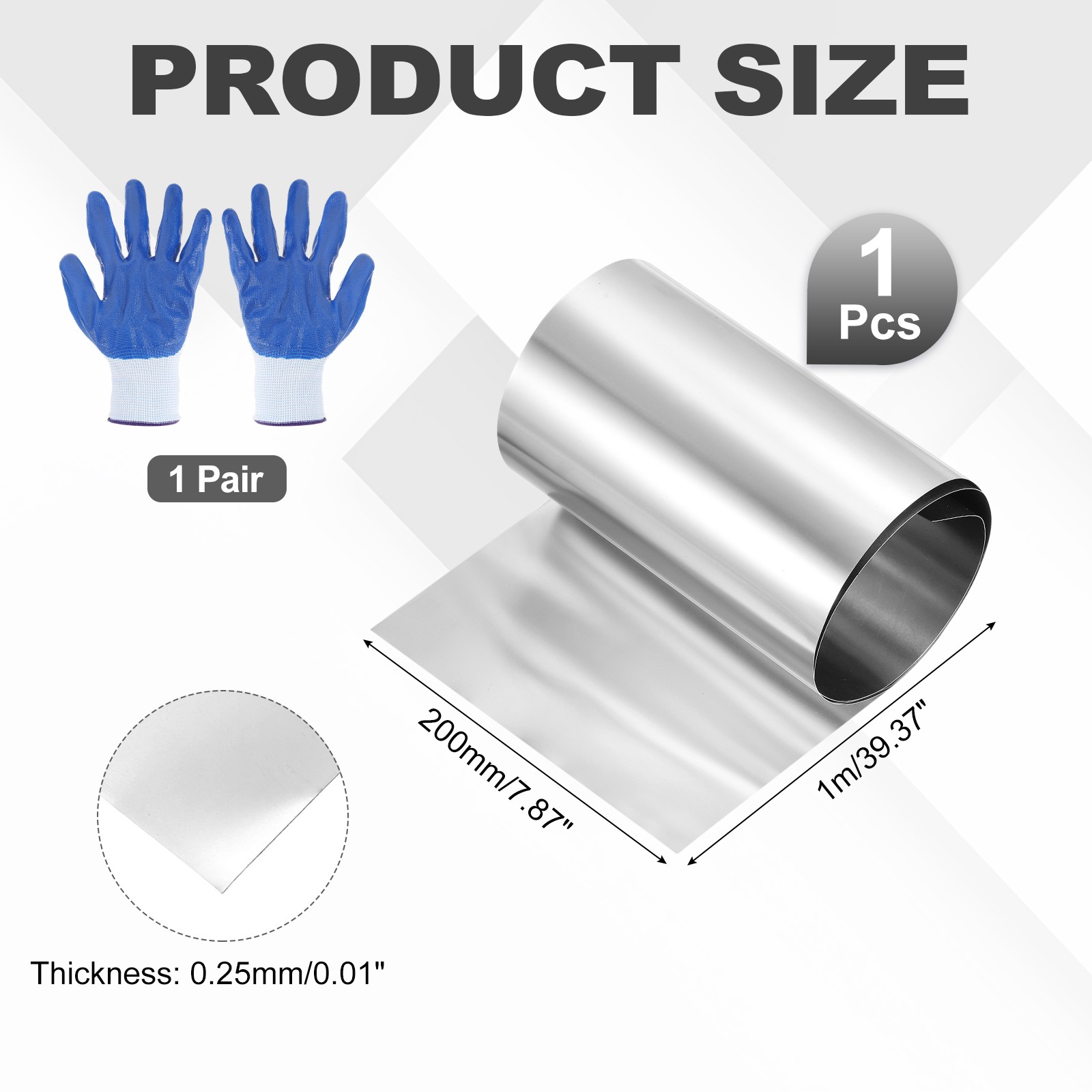 304 Stainless Steel Foil Roll 0.25mm x 200mm x 1m Metal Strip Sheet Silver Tone