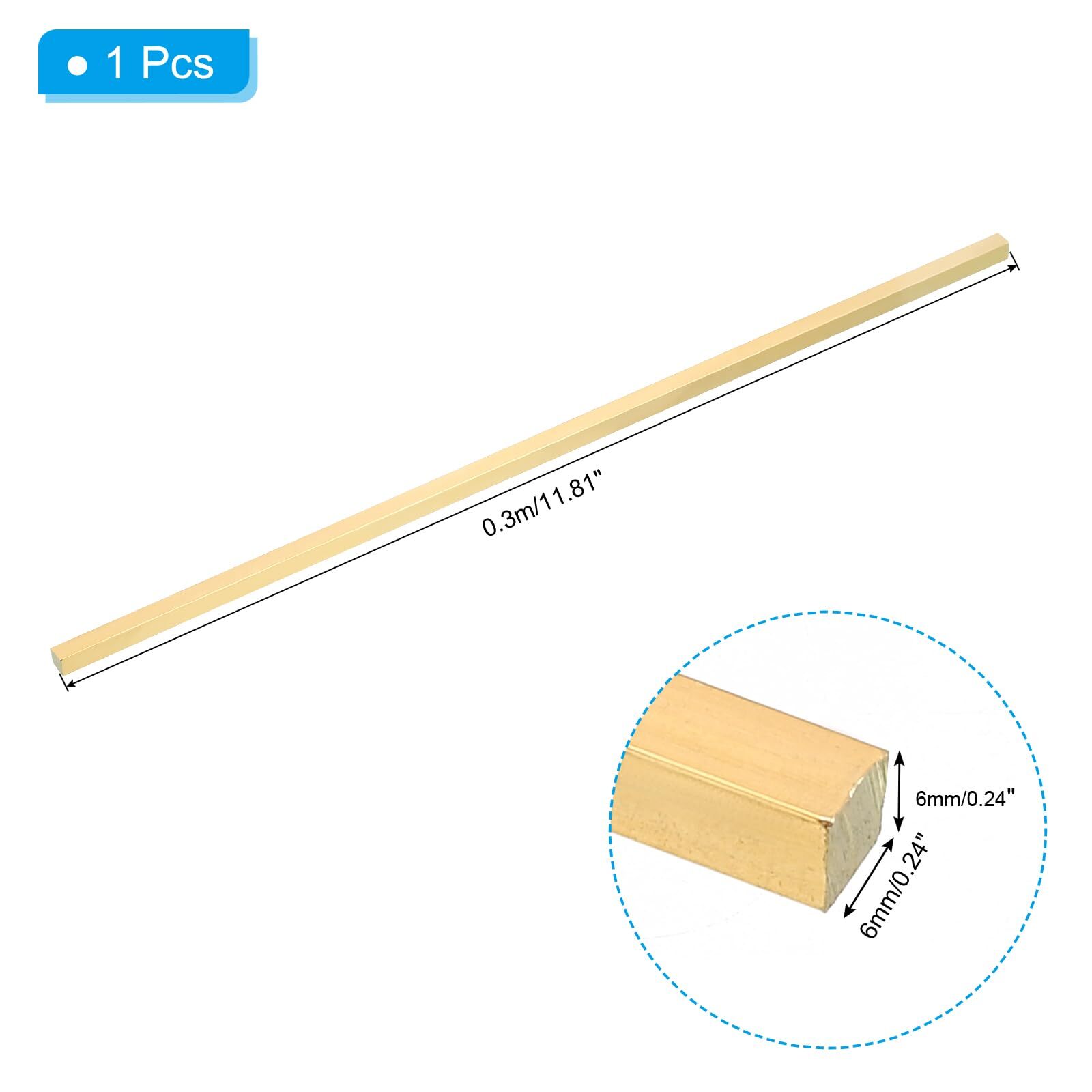 1/4 x 1/4 x 12″ C360 Brass Square Bar, Solid Flat Mill Stock for Crafting Mai…