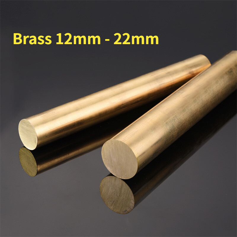 Brass Solid Round Bar H59, Length 200mm, Ø 12-22mm for DIY Crafts