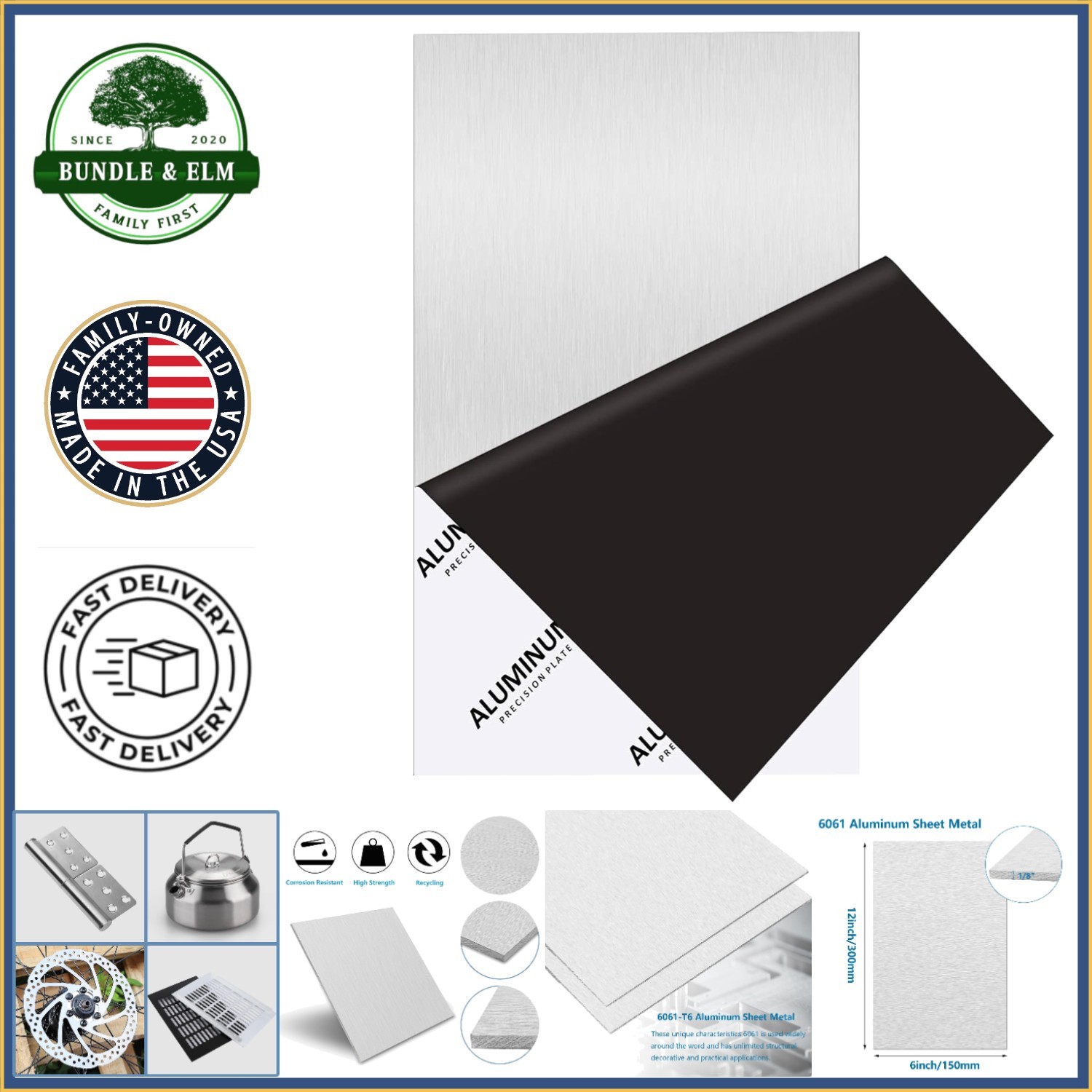 Flat Aluminum Sheet 6×12 Inch 6061 for Crafting and Structural Applications